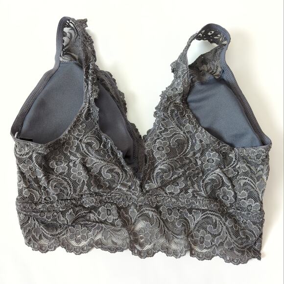 smart & sexy Womens Bralette Top Large Longline Padded Gray Blue Lace Long EUC - Picture 2 of 6